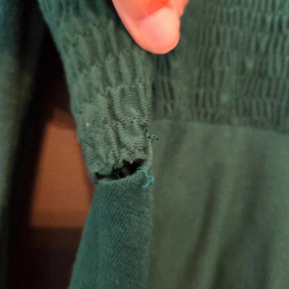 Vintage 60s Jody of California Green Smocked Mod Mini Dress Long Sleeve READ - Picture 12 of 13